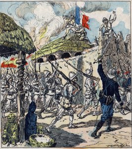 Fransk expedition till Dahomey (nu Benin). Franska trupper gick in i Abomey den 17 november av French School