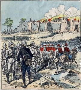 Fransk expedition till Dahomey (dagens Benin). General Dodds bildar sina attackkolonner före Abomey av French School