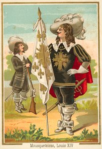 Franska musketörer från Ludvig XIV:s tid (chromolitho) av French School