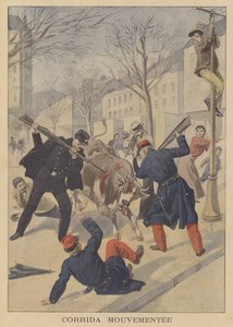 Franska soldater och poliser dödar en rymd ko i Limoges av French School