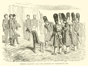 Franska soldater och porträttet av Napoleons son (gravyr) av French School