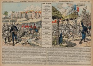 Franska trupper under kommando av general Alfred-Amedee Dodds attackerar Abomey, Dahomey, andra fransk-dahomeska kriget av French School