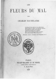Framsidan av den första upplagan av Les Fleurs du mal av Charles Baudelaire (1821-67) utgiven av Poulet-Malassis et de Broise, 1857 av French School