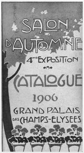 Framsidans illustration av katalogen för 4:e Salon dAutomne på Grand Palais, Paris, 1906 av French School