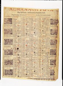 Framsidan av en almanach för 1653 (bläck på papper) av French School