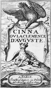 Frontispice av Cinna ou la Clemence dAuguste av Pierre Corneille (1606-84) publicerad 1643 av French School