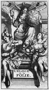 Frontispice till In Praise of Folly av Desiderius Erasmus av French School