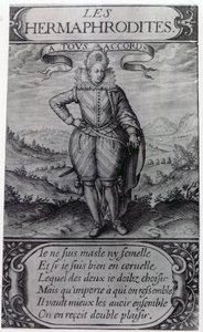 Frontispice till Les Hermaphrodites av Thomas Artus, 1605 av French School