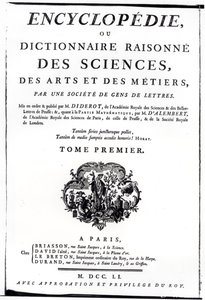 Frontispice till The Encyclopedia of Science, Art and Engineering av Denis Diderot (1713-84) publicerad i Paris, 1751 av French School