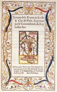 Frontispice till en bok om Marguerite de Navarres (1492-1549) intåg i Paris 1531 av French School
