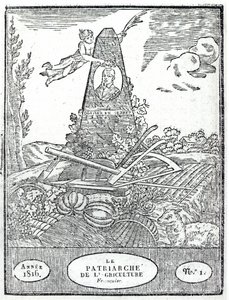 Frontispice till en jordbruksalmanach med ett porträtt av Olivier de Serres (1539-1619) 1816 av French School