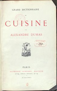 Frontispice till Grand Dictionnaire de Cuisine av Alexandre Dumas pere (1803-70) 1873 av French School