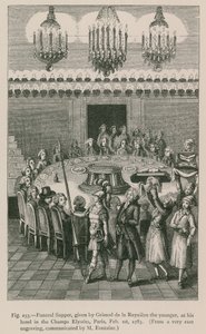 Begravningsmiddag, hållen av Grimod de la Reyniere den yngre, på hans hotell i Champs Elysees, Paris, 1 februari 1783 av French School