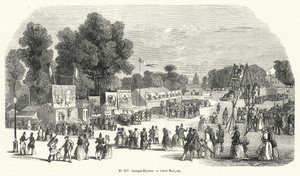 Nöjesfält på Carre Marigny, Champs Elysees, Paris (gravyr) av French School