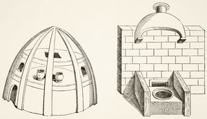 Ugnar, som användes av vetenskapsmän och alkemister under medeltiden, från Science and Literature in the Middle Ages av Paul Lacroix (1806-84) publicerad London 1878 av French School