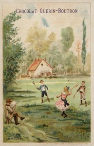 Badmintonspel (chromolitho) av French School