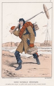 Guard National Sedentary (färgad gravyr) av French School