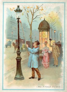 Gasbelysning (chromolitho) av French School