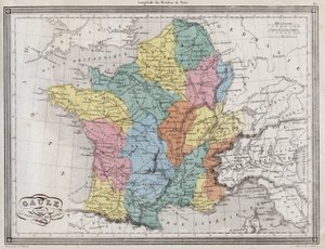 Gallien uppdelat i romerska provinser - Plåt extraherad från "" Universal Atlas av antik och modern geografi för bostadsskolor"" av Vuillemin - ca. 1845 av French School