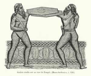 Galler mejslade på en vas från Pompeji (gravyr) av French School
