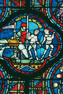 Tvillingarna och maj, från Zodiacfönstret, 1200-talet av French School