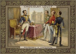 General Daumesnil vägrar att överlämna Chateau de Vincennes, Frankrike, 1814