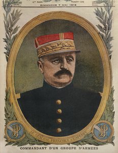 General Franchet dEsperey befälhavare för en armégrupp, framsidans illustration från Le Petit Journal, bilaga illustre, 7 maj 1916 av French School
