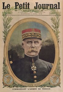 General Petain som befaller Verduns armé, framsidans illustration från Le Petit Journal, bilaga illustre, 9 april 1916