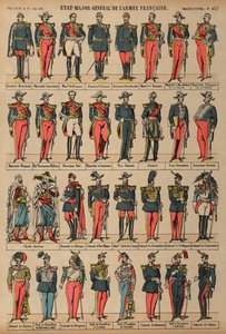 Generalstab för franska armén (färgad gravyr) av French School