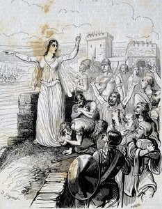 Genneviève lugnar folket i Paris - i "Histoire de France" av L.-P. Anquetil av French School