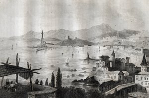 Genova - Gener - Genua - Gravyr från "" Pittoreska Italien"" av M. de Norvins, Ch. Nodier 1834-1836. av French School
