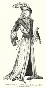 Fashionabla gentleman från omkring 1488 (gravyr) av French School