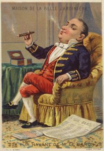 Gentleman som röker cigarr av French School