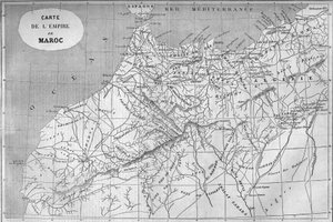 Geografisk karta över kejsardömet Marocko 859. Gravyr i "" Le Monde Illustré"" nr 129 av 1 oktober 1859. av French School