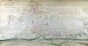 Geometrisk karta över Hauterives seigneury av Labrune 1787. av French School