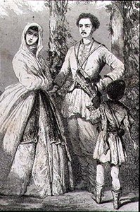 Georgiska dräkter på 1860-talet (gravyr) av French School