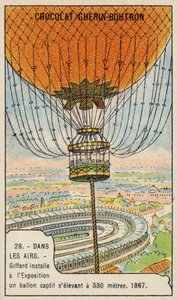 Giffards tjudrade ballong vid den internationella utställningen, Paris, 1867 av French School