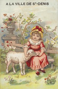 Flicka som klappar lamm av French School