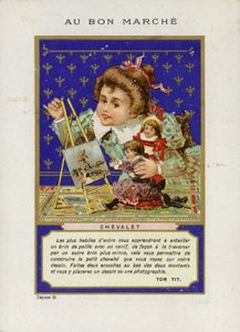 Flicka som leker med dockor målning, Chevalet av French School