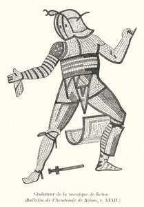 Gladiator från Reims mosaik (gravyr) av French School