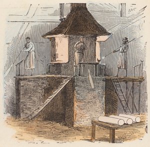 Glastillverkning (färgad gravyr) av French School