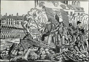 Härliga och minnesvärda strider i juli 1830 i stadshuset i Paris - Revolution de 1830 - Striderna under juli 1830 i Paris. av French School