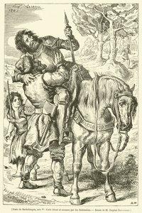 Goetz de Berlichingen, akt V, Goetz sårad och räddad av bohemer (gravyr) av French School
