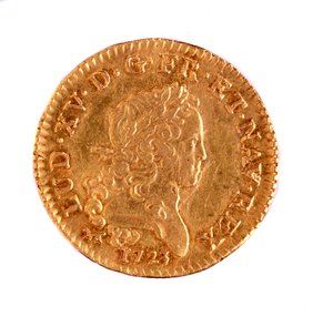 Gyllene franska Ludvig, kung Ludvig XV:s regeringstid (1715-1774) 1723 Diam. 2,3 cm Neapel, museo archeologico av French School
