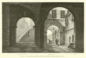 Stora trappan i Chatelet, efter en akvatint, publicerad i London, 1809 av French School