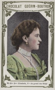 Storhertiginnan Elisabeth, änka efter storhertig Serge (färgad bild) av French School