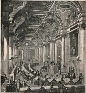 Stort mötesrum vid statsrådet i Paris - Gravyr i "Tableau-de-Paris" av Edmond Texier 1852 av French School