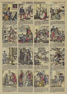 Stora upptäckter (färg litho) av French School