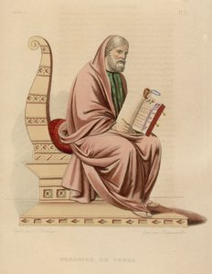 Gregoire de Tours (färgad gravyr) av French School