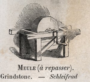 Grindstone i "" vokabulären illustrerar vanliga ord"" av Armand Le-Brun. 1890 av French School